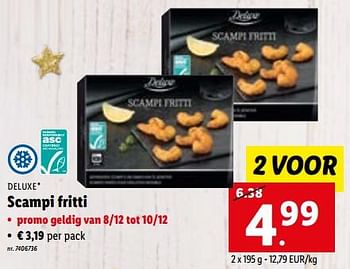 Promoties Scampi fritti - Deluxe - Geldig van 05/12/2022 tot 10/12/2022 bij Lidl