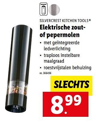 Promoties Silvercrest kitchen tools elektrische zoutof pepermolen - SilverCrest - Geldig van 05/12/2022 tot 10/12/2022 bij Lidl
