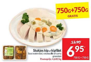 Promoties Stukjes kip of kipfilet saus waterzooi ratatouille of curry groenten - Huismerk - Intermarche - Geldig van 29/11/2022 tot 04/12/2022 bij Intermarche
