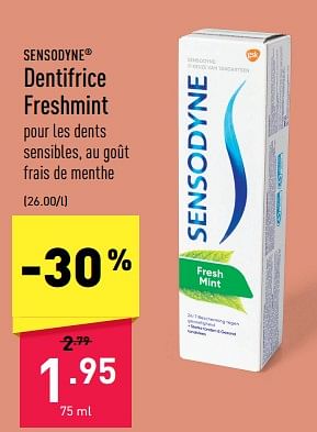 Promotions Dentifrice freshmint - Sensodyne - Valide de 28/11/2022 à 09/12/2022 chez Aldi
