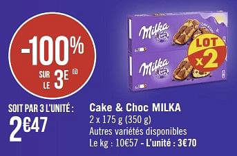 Promotions Cake + choc milka - Milka - Valide de 20/11/2022 à 04/12/2022 chez Géant Casino
