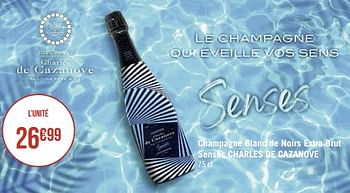 Promotions Champagne blanc de noirs extra brut senses charles de cazanove - Champagne - Valide de 20/11/2022 à 04/12/2022 chez Géant Casino