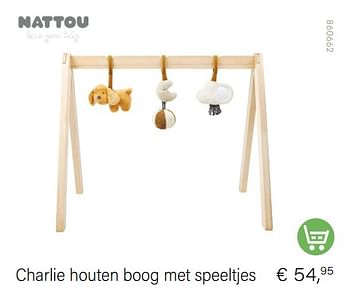 Promoties Charlie houten boog met speeltjes - Nattou - Geldig van 01/12/2022 tot 31/12/2022 bij Multi Bazar