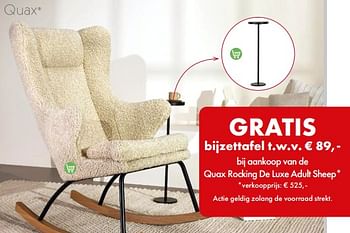 Promoties Gratis bijzettafel t.w.v. € 89,- bij aankoop van de quax rocking de luxe adult sheep - Quax - Geldig van 01/12/2022 tot 31/12/2022 bij Multi Bazar