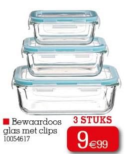 Promoties Bewaardoos glas met clips - Huismerk - Yess - Geldig van 28/11/2022 tot 12/12/2022 bij yess!