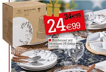 Promoties Bordenset wit bloemen - Secret de Gourmet - Geldig van 28/11/2022 tot 12/12/2022 bij yess!