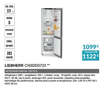 Promoties Rèfrigèrateur liebherr cnsdd5723 - Liebherr - Geldig van 02/10/2022 tot 31/03/2023 bij Copra