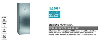 Promotions Rèfrigèrateur siemens kg49naiea - Siemens - Valide de 02/10/2022 à 31/03/2023 chez Copra