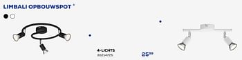 Promoties Limbali opbouwspot 4-lichts - Philips - Geldig van 26/11/2022 tot 06/01/2023 bij Supra Bazar