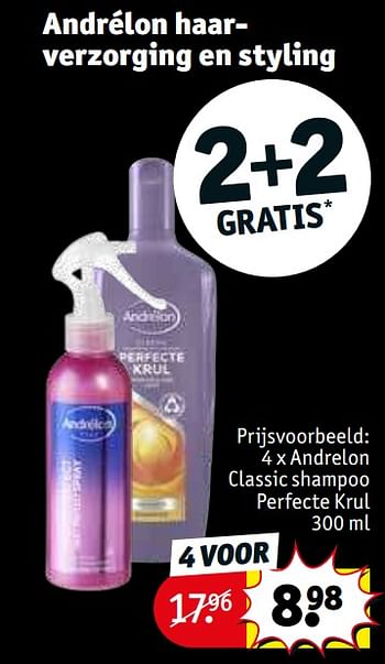 Promoties Andrelon classic shampoo perfecte krul - Andrelon - Geldig van 29/11/2022 tot 11/12/2022 bij Kruidvat