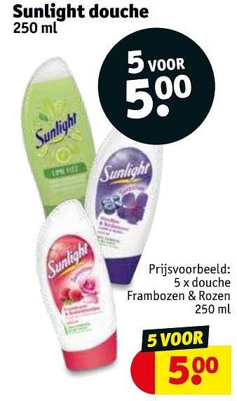 Promoties Douche frambozen + rozen - Sunlight - Geldig van 29/11/2022 tot 11/12/2022 bij Kruidvat