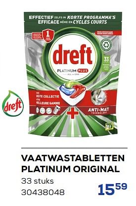 Promoties Vaatwastabletten platinum original - Dreft - Geldig van 26/11/2022 tot 06/01/2023 bij Supra Bazar