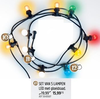 Promoties Set van 5 lampen led met gloeidraad - Xanlite - Geldig van 30/11/2022 tot 29/12/2022 bij Brico