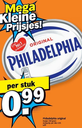Promoties Philadelphia original - Philadelphia - Geldig van 29/11/2022 tot 04/12/2022 bij Albert Heijn