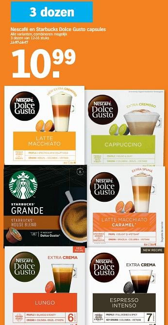 Promoties Nescafé en starbucks dolce gusto capsules - Nescafe - Geldig van 29/11/2022 tot 04/12/2022 bij Albert Heijn
