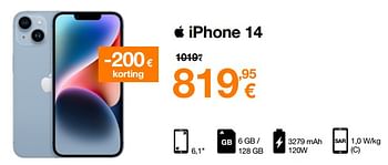 Promoties Apple iphone 14 - Apple - Geldig van 29/11/2022 tot 04/12/2022 bij Orange