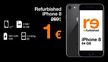 Promoties Apple refurbished iphone 8 - Apple - Geldig van 29/11/2022 tot 04/12/2022 bij Orange