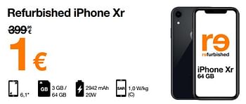 Promoties Apple refurbished iphone xr - Apple - Geldig van 29/11/2022 tot 04/12/2022 bij Orange