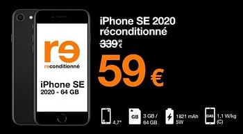 Promotions Apple refurbished iphone se 2020 - Apple - Valide de 29/11/2022 à 04/12/2022 chez Orange