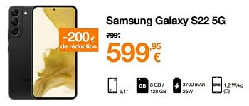 Promotions Samsung galaxy s22 5g - Samsung - Valide de 29/11/2022 à 04/12/2022 chez Orange