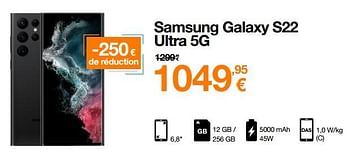 Promotions Samsung galaxy s22 ultra 5g - Samsung - Valide de 29/11/2022 à 04/12/2022 chez Orange