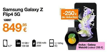 Promotions Samsung galaxy z flip4 5g - Samsung - Valide de 29/11/2022 à 04/12/2022 chez Orange
