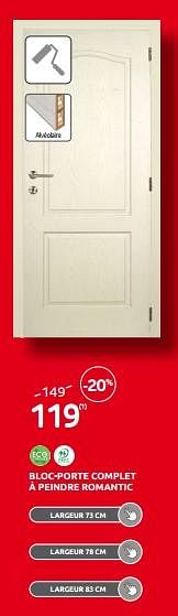 Promotions Bloc-porte complet à peindre romantic - Produit maison - Brico - Valide de 30/11/2022 à 29/12/2022 chez Brico