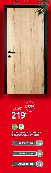 Promotions Bloc-porte complet realwood naturel - Produit maison - Brico - Valide de 30/11/2022 à 29/12/2022 chez Brico