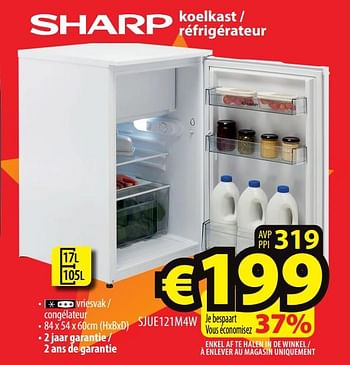 Promoties Sharp koelkast - réfrigérateur sjue121m4w - Sharp - Geldig van 30/11/2022 tot 07/12/2022 bij ElectroStock