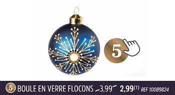 Promotions Boule en verre flocons - Produit maison - Brico - Valide de 30/11/2022 à 29/12/2022 chez Brico