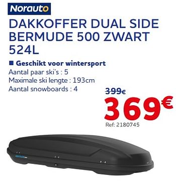 Promoties Dakkoffer dual side bermude 500 zwart - Norauto - Geldig van 28/11/2022 tot 03/01/2023 bij Auto 5
