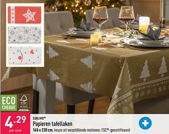 Promoties Papieren tafellaken - Sublimo - Geldig van 07/12/2022 tot 16/12/2022 bij Aldi
