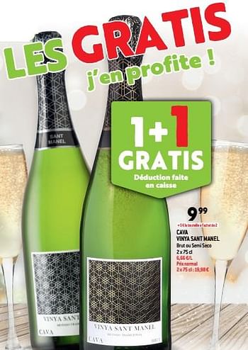 Promotions Cava vinya sant manel brut ou semi seco - Mousseux - Valide de 30/11/2022 à 06/12/2022 chez Match