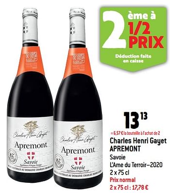 Promotions Charles henri gayet apremont - Vins rouges - Valide de 30/11/2022 à 06/12/2022 chez Match