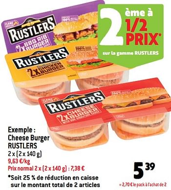 Promotions Cheese burger rustlers - Rustlers - Valide de 30/11/2022 à 06/12/2022 chez Match