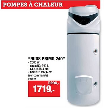 Promotions Pompes à chaleur nuos primo 240 - Ariston - Valide de 30/11/2022 à 11/12/2022 chez Hubo