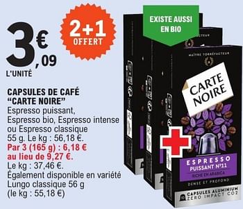 Promo Dosettes de café Carte noire chez E.Leclerc