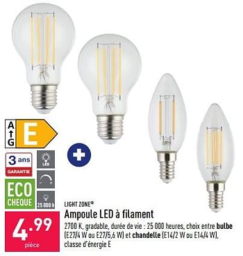 Promotions Ampoule led à filament - Lightzone - Valide de 10/12/2022 à 16/12/2022 chez Aldi