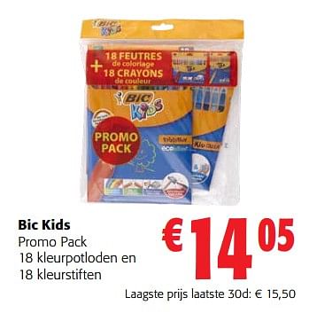 Promoties Bic kids promo pack 18 kleurpotloden en 18 kleurstiften - BIC - Geldig van 30/11/2022 tot 13/12/2022 bij Colruyt
