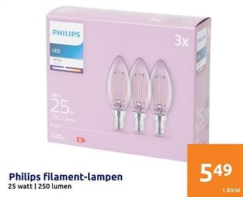 Promoties Philips filament-lampen - Philips - Geldig van 30/11/2022 tot 06/12/2022 bij Action