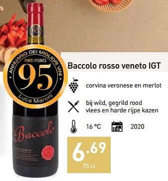 Promoties Baccolo rosso veneto igt - Rode wijnen - Geldig van 01/12/2022 tot 31/12/2022 bij Aldi