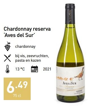 Promoties Chardonnay reserva aves del sur - Witte wijnen - Geldig van 01/12/2022 tot 31/12/2022 bij Aldi