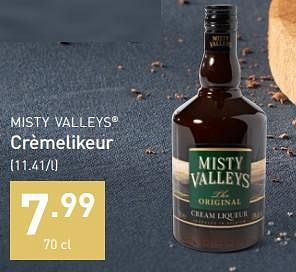 Promoties Crèmelikeur - Misty Valleys - Geldig van 01/12/2022 tot 31/12/2022 bij Aldi