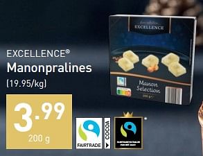 Promoties Manonpralines - Excellence - Geldig van 01/12/2022 tot 31/12/2022 bij Aldi