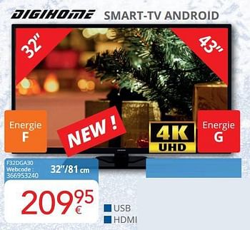 Promoties Digihome` smart-tv android f32dga30 - Digihome' - Geldig van 01/12/2022 tot 31/12/2022 bij Eldi