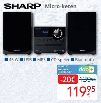 Promoties Sharp micro-keten xl-b517d - Sharp - Geldig van 01/12/2022 tot 31/12/2022 bij Eldi