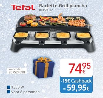 Promoties Tefal raclette-grill-plancha re459812 - Tefal - Geldig van 01/12/2022 tot 31/12/2022 bij Eldi
