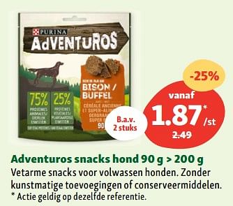 Promotions Adventuros snacks hond - Purina - Valide de 07/12/2022 à 14/12/2022 chez Maxi Zoo