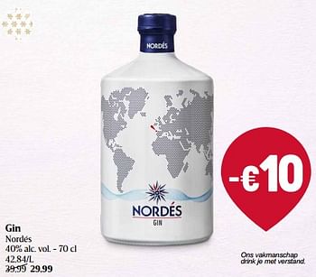 Promoties Gin nordés - Nordès - Geldig van 01/12/2022 tot 07/12/2022 bij Delhaize