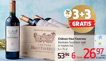 Promotions Château haut favereau bordeaux supérieur rood in houten kist - Vins rouges - Valide de 01/12/2022 à 14/12/2022 chez Spar (Colruytgroup)
